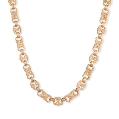 Solid 9ct Yellow Gold Stars and Bars Chain – 14mm Wide, 3.5mm Thick - 30"- Ex Display (Size 2)