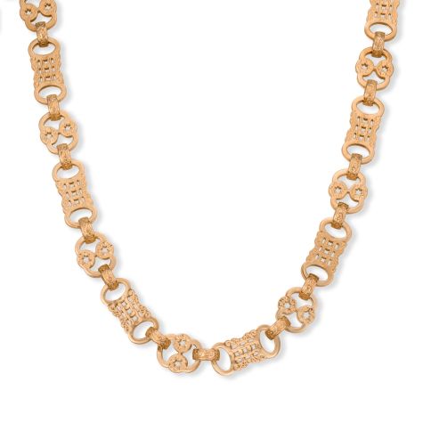 Solid 9ct Yellow Gold Stars and Bars Chain – 16mm Wide, 4mm Thick - 30" Long (Size 3) EX DISPLAY
