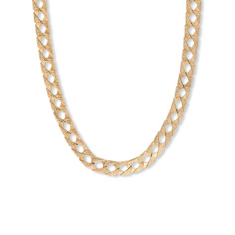 9ct Gold Solid Ornate Fully Patterned Square Curb Chain - 8mm - Babies / Kids