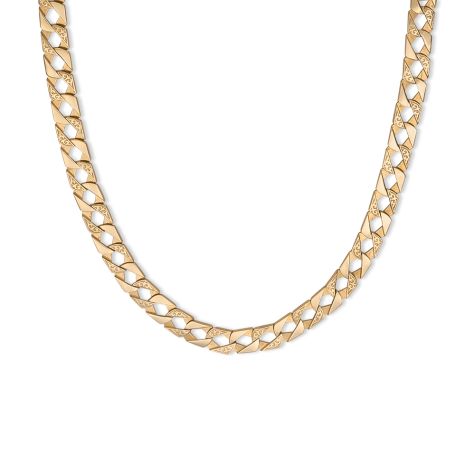 9ct Gold Solid Ornate Pattern Square Curb Chain - 8.5mm - 30"- Ex Display