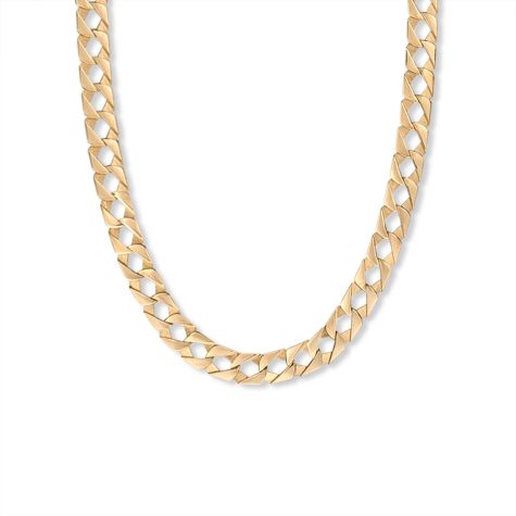 9ct Yellow Gold Solid Polished Square Curb Chain - 8mm -30"-EX DISPLAY