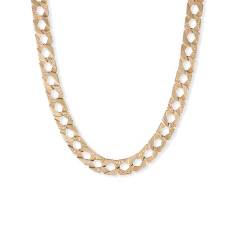 9ct Yellow Gold Solid Ornate Pattern Square Curb Chain - 10.5mm - 30" (EX-DISPLAY)