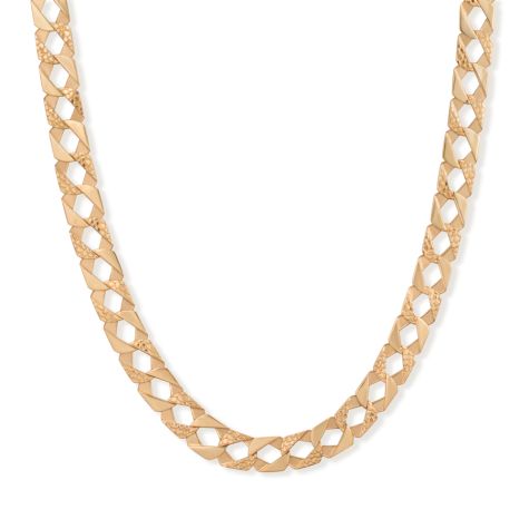 9ct Solid Gold Snake Pattern Square Curb Chain - 8mm Wide - 30" - Ex Display