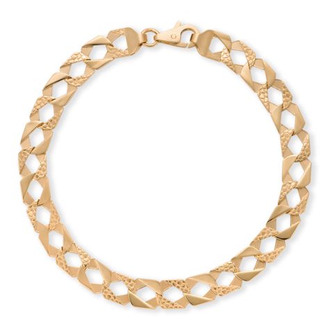 Kids 9ct Solid Gold Snake Pattern Square Curb Bracelet - 8mm Wide -6.5" (SIZE 1)