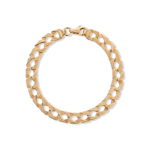 9ct Gold Solid Snake Pattern Square Curb Bracelet - 9mm - 8" - Ladies