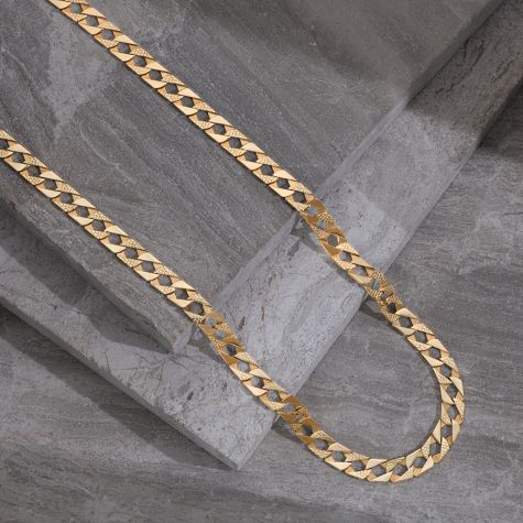 9ct Yellow Gold Solid Snake Pattern Square Curb Chain - 10mm- Length 20" - 30"
