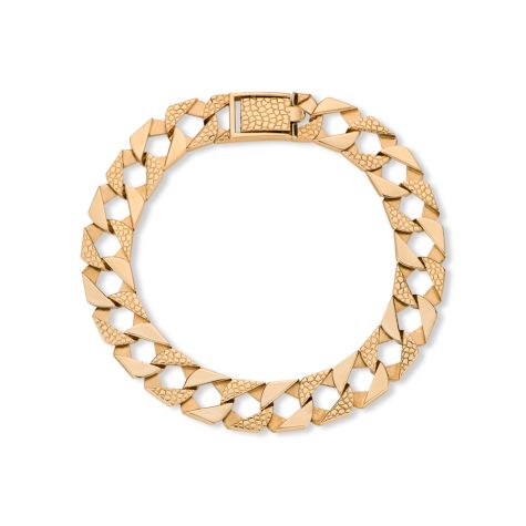 9ct Solid Yellow Gold Snake Square Curb Bracelet - 12mm - 9" - Gents