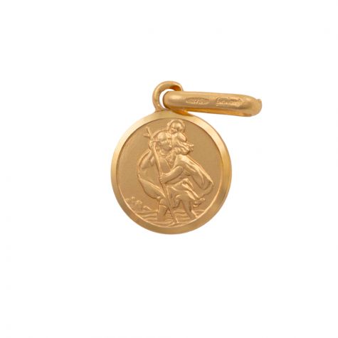 9ct Yellow Gold Single-Sided Round St. Christopher Pendant - 16mm