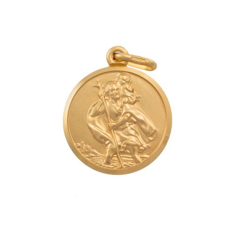 9ct Yellow Gold Single-Sided Round St. Christopher Pendant - 17mm