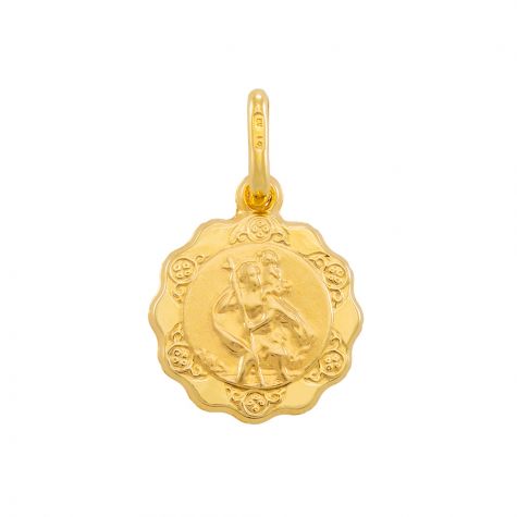 9ct Yellow Gold Single-Sided St. Christopher Pendant - 20mm