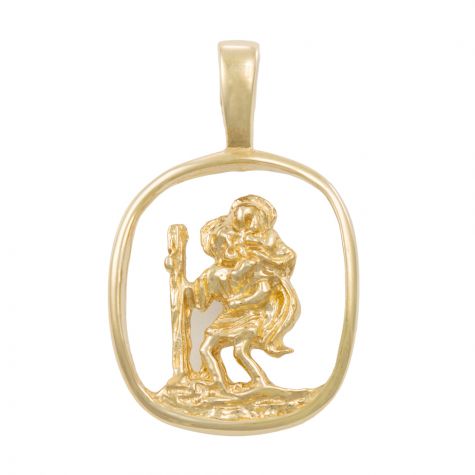 9ct Yellow Gold Cut-out 3D St. Christopher Pendant - 16mm