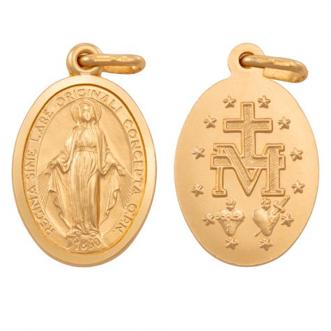 9ct Yellow Gold Miraculous Medallion Madonna Pendant - 27mm
