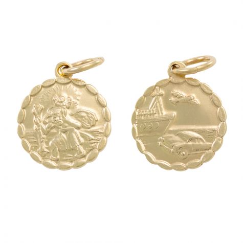 9ct Yellow Gold Double-Sided Round St. Christopher Pendant - 16mm