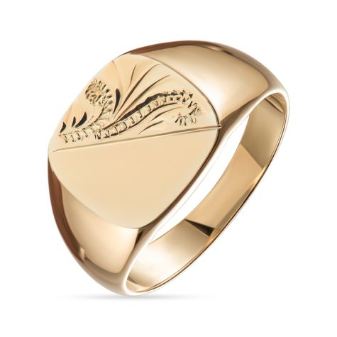 Heavyweight 9ct Gold Solid Engraved Square Signet Ring - 12.5mm