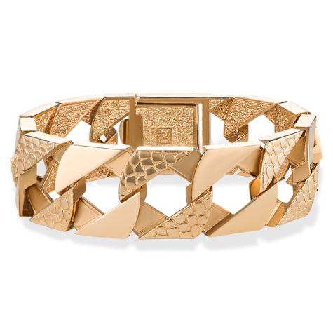 Solid 9ct Gold Extra Heavy Snake Pattern Square Curb Bracelet - 22mm Wide - 9" Gents (Size 8) EX DISPLAY