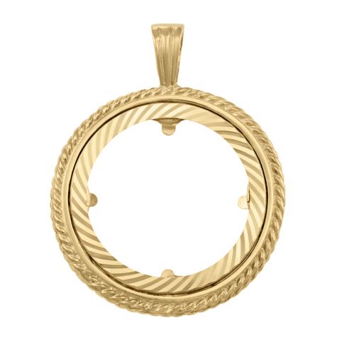 9ct Yellow Gold Half Sovereign Rope Design Coin Mount Pendant