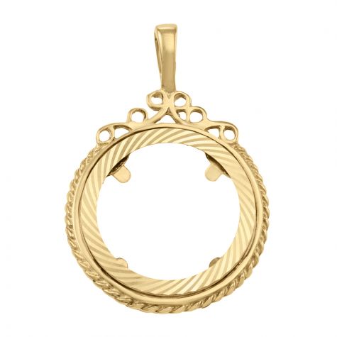 9ct Gold Half Sovereign Fancy Rope Design Coin Mount Pendant