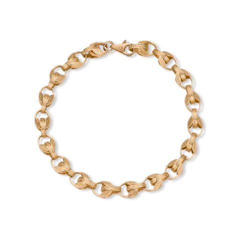 9ct Yellow Gold Solid Ornate Patterned Tulip Bracelet - 8mm - 9.25" (GENTS)