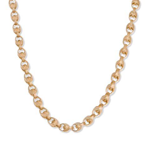 9ct Yellow Gold Solid Ornate Pattern Tulip Chain - 9.5mm, Lengths 22" -  30" (SIZE 2)