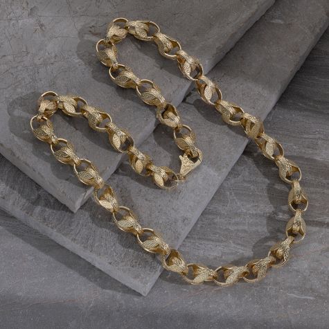 9ct Yellow Gold Solid Heavy Large Ornate Tulip Chain Size 4 - 13.5mm - 22"-30" Length