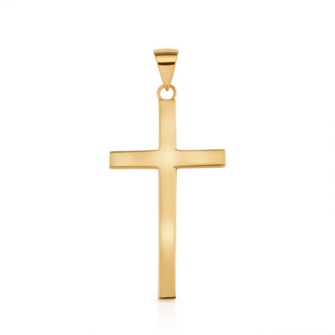 Solid 9ct Gold Square Classic Polished Cross Pendant - Size 2.5