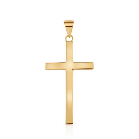 Solid 9ct Gold Square Classic Polished Cross Pendant - Size 2
