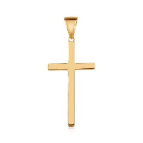 9ct Gold Solid Classic Polished Large Cross Pendant - Size 4