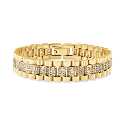 9ct Gold Rolex Style Gem Set Presidential Bracelet - 8" - Gents
