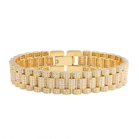 Rolex Style 9ct Gold Iced Out Presidential Bracelet - 7.75" - Mens