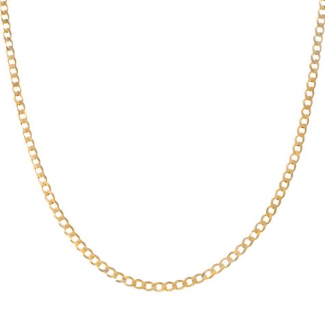 Solid 9ct Gold Italian Bevelled Edge Curb Chain-2.3mm-16" -Ladies