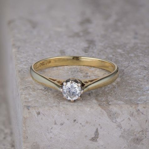 18ct Gold Diamond Solitaire Ring – 0.25ct | Pre-Owned | Size M