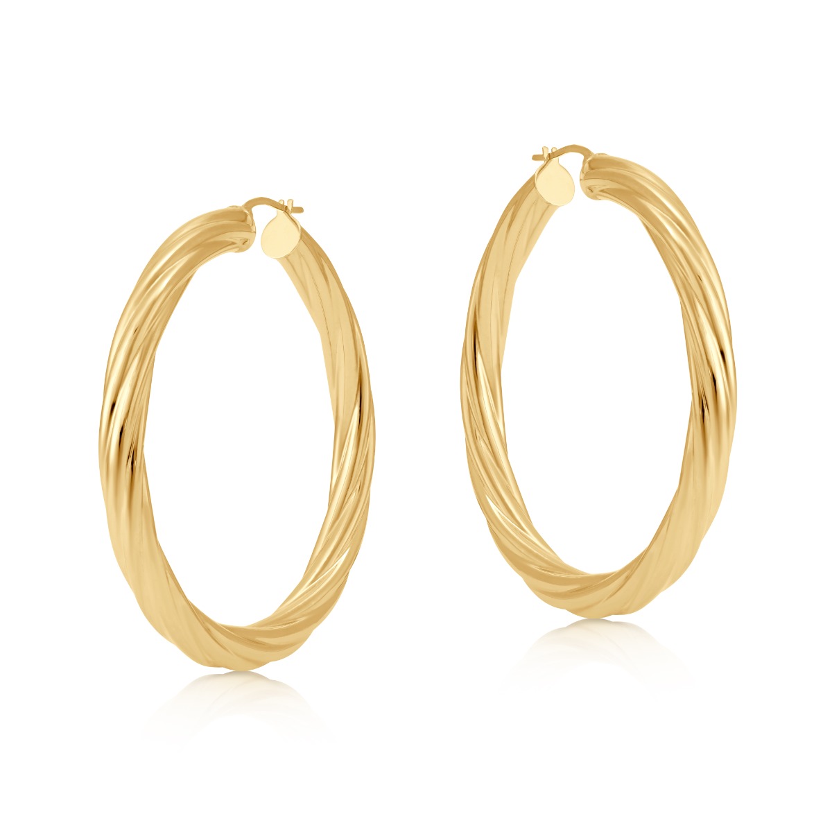 Product Image for 9ct Yellow Gold Round Twist Design Hoop Earrings - 50mm