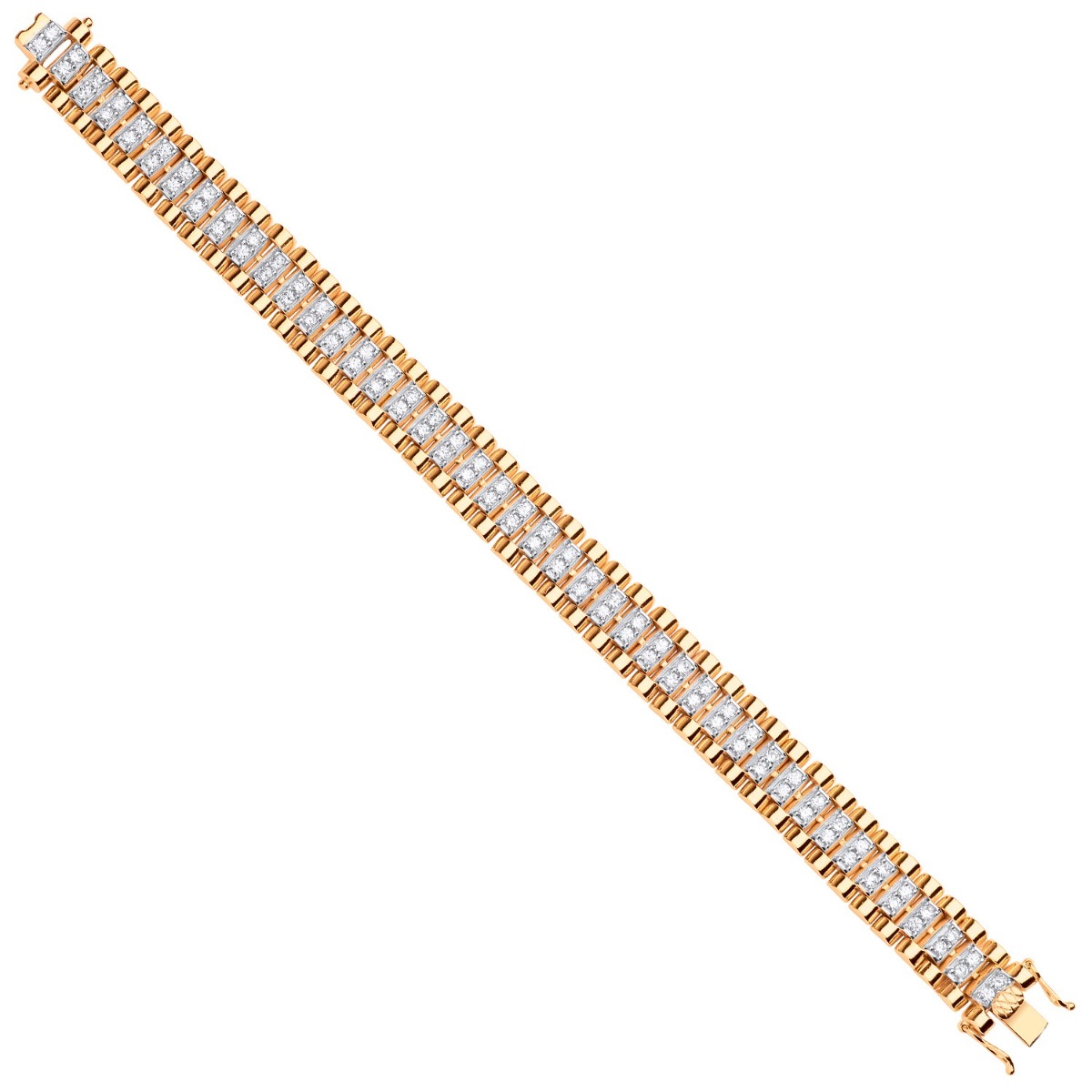 Product Image for 9ct Yellow Gold Presidential Gem-set Bracelet-12.5mm - 7"- Ladies