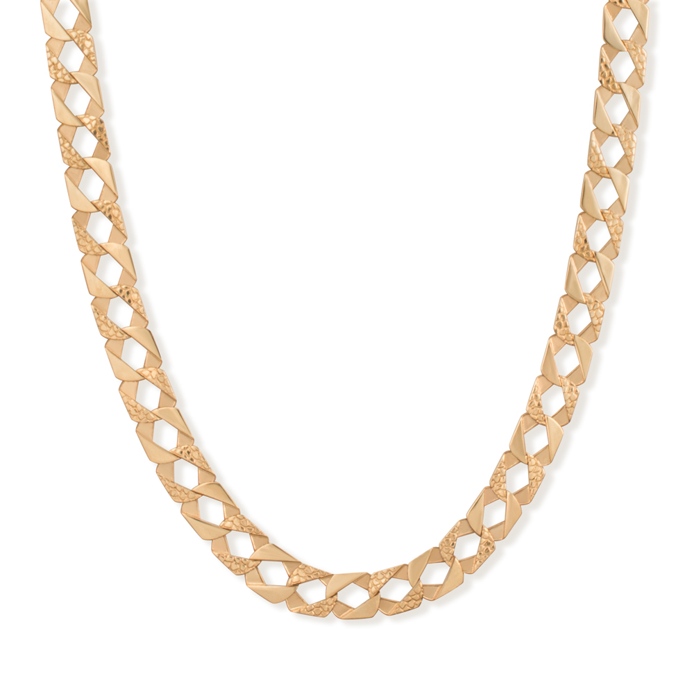 Product Image for 9ct Solid Gold Snake Pattern Square Curb Chain - 8mm Wide - 30"