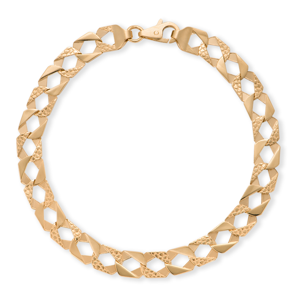 Product Image for Kids 9ct Solid Gold Snake Pattern Square Curb Bracelet - 8mm Wide -6.5" (SIZE 1)