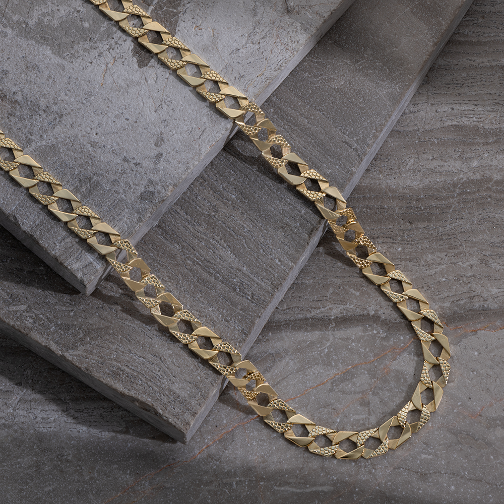 Product Image for 9ct Yellow Gold Solid Snake Pattern Square Curb Chain- 9mm - 14"-16" - Kids