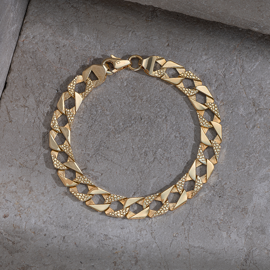 Product Image for 9ct Gold Solid Snake Pattern Square Curb Bracelet - 10mm - 8" - Ladies