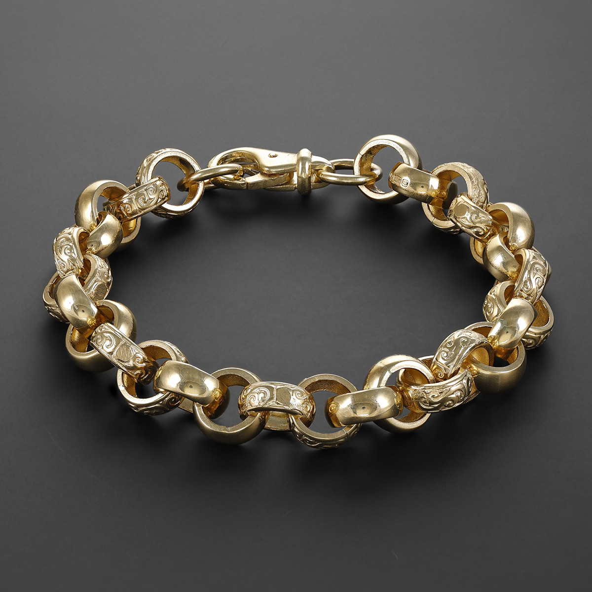 Solid 9ct Gold Large Men's Belcher Bracelet -10