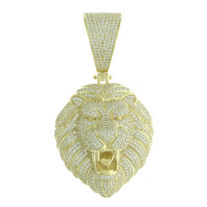 Iced Out Gold Lion Pendant - Hatton Jewellers