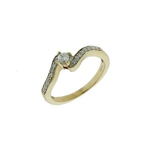 Pre-Owned 9ct Yellow Gold 0.20ct Diamond Wave Engagement Ring