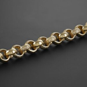 Solid 9ct Gold Heavy Ornate Belcher Bracelet -12.5mm -9.5" Mens